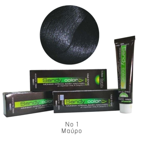 Miss Sandy Βαφή Μαλλιών με λάδι ελιάς και βιταμίνη C No 1 Μαύρο 60ml