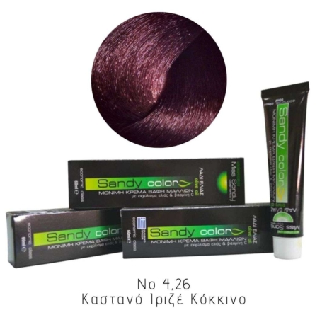 Miss Sandy Βαφή Μαλλιών με λάδι ελιάς και βιταμίνη C No 4,26 Καστανό Ιριζέ Κόκκινο 60ml