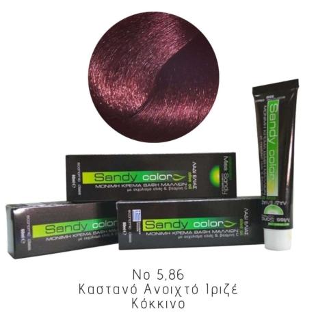Miss Sandy Βαφή Μαλλιών με λάδι ελιάς και βιταμίνη C No 5,86 Καστανό Ανοιχτό Ιριζέ Κόκκινο 60ml