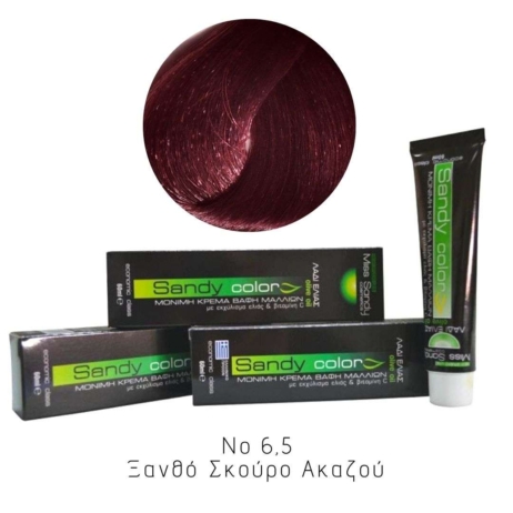 Miss Sandy Βαφή Μαλλιών με λάδι ελιάς και βιταμίνη C No 6,5 Ξανθό Σκούρο Ακαζού 60ml