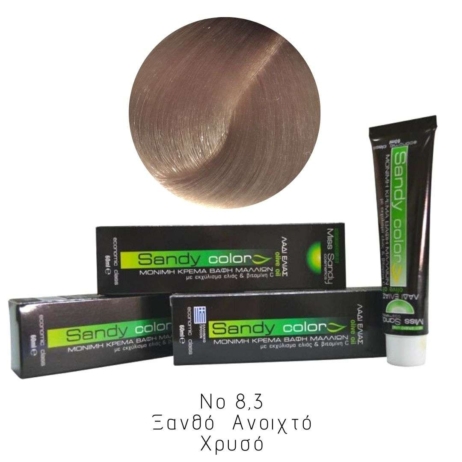 Miss Sandy Βαφή Μαλλιών με λάδι ελιάς και βιταμίνη C No 8,3 Ξανθό Ανοιχτό Χρυσό 60ml