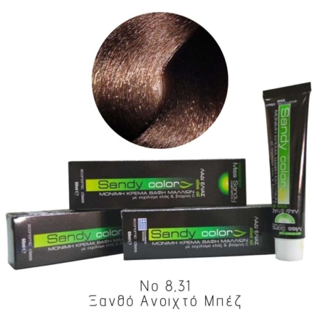 Miss Sandy Βαφή Μαλλιών με λάδι ελιάς και βιταμίνη C No 8,31 Ξανθό Ανοιχτό Μπεζ 60ml