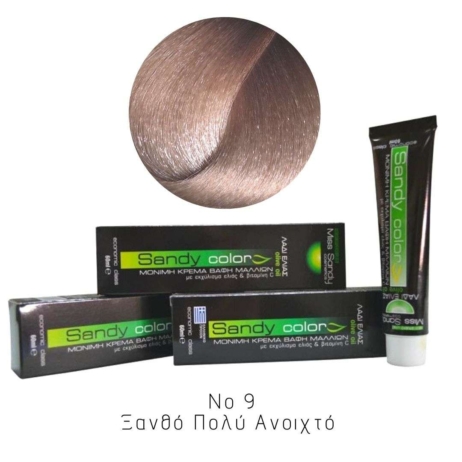 Miss Sandy Βαφή Μαλλιών με λάδι ελιάς και βιταμίνη C No 9 Ξανθό Πολύ Ανοιχτό 60ml