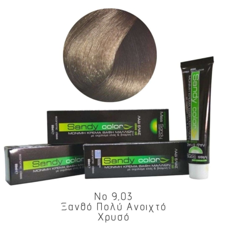 Miss Sandy Βαφή Μαλλιών με λάδι ελιάς και βιταμίνη C No 9,03 Ξανθό Πολύ Ανοιχτό Χρυσό 60ml