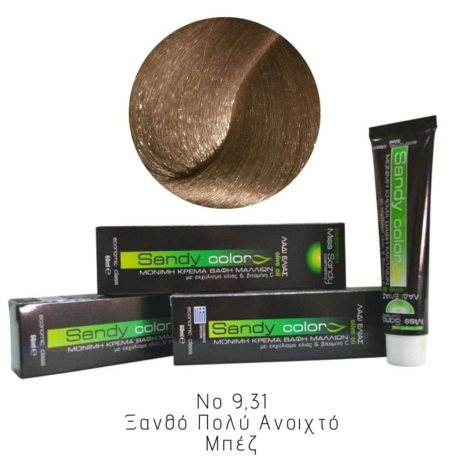 Miss Sandy Βαφή Μαλλιών με λάδι ελιάς και βιταμίνη C No 9,31 Ξανθό Πολύ Ανοιχτό Μπεζ 60ml