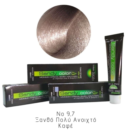 Miss Sandy Βαφή Μαλλιών με λάδι ελιάς και βιταμίνη C No 9,7 Ξανθό Πολύ Ανοιχτό Καφέ 60ml