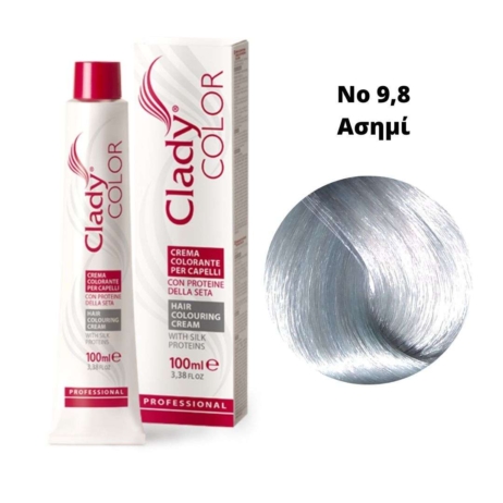 Βαφή Μαλλιών Clady Color Με Πρωτεΐνες Μεταξιού Νο 9,8 Ασημί