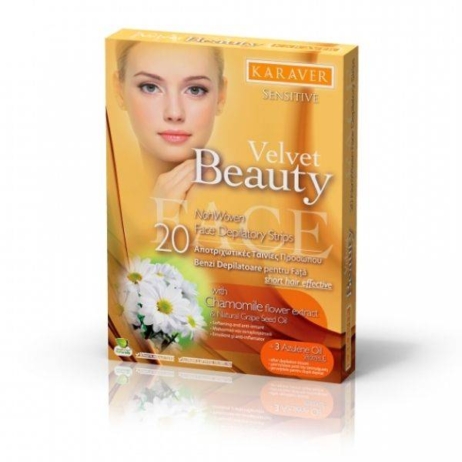 Karaver Velvet Chamomile 20 Ταινίες Αποτρίχωσης Προσώπου 3ml