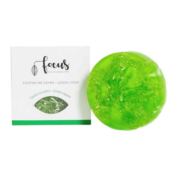 Focus Thrace Cosmetics Χειροποίητο Σαπούνι με Λούφα 100gr Πράσινο Μήλο