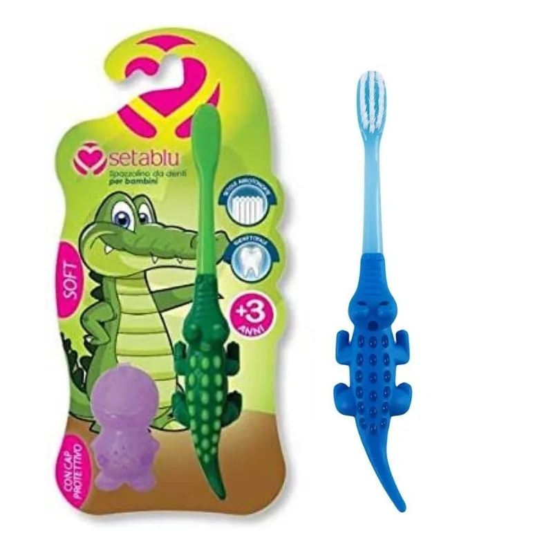 Setablu Παιδική Οδοντόβουρτσα Κροκόδειλος με καπάκι Soft 20gr (1) Setablu Παιδική Οδοντόβουρτσα Κροκόδειλος με καπάκι Soft 20gr