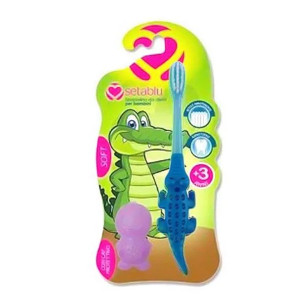 Setablu Παιδική Οδοντόβουρτσα Κροκόδειλος με καπάκι Μπλέ