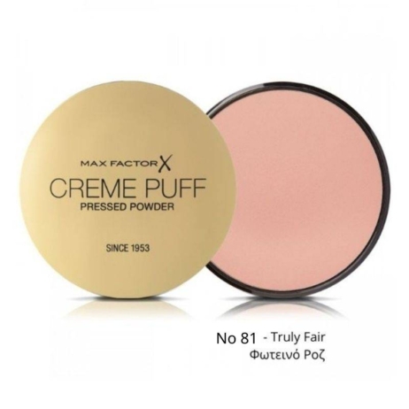 Max Factor Creme Puff Pressed Powder Compact 81 Truly Fair Φωτεινό Ροζ 14gr