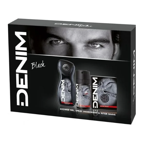 Denim Black Men's Giftset After Shave 100ml Deodorant 150ml & Shower Gel 250ml