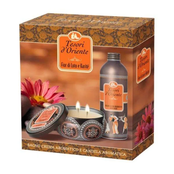 Tesori d’Oriente Fior Di Loto Gift Set Σετ Δώρου Unisex Bath Cream 500 ml & Αρωματικό Κερί 200gr