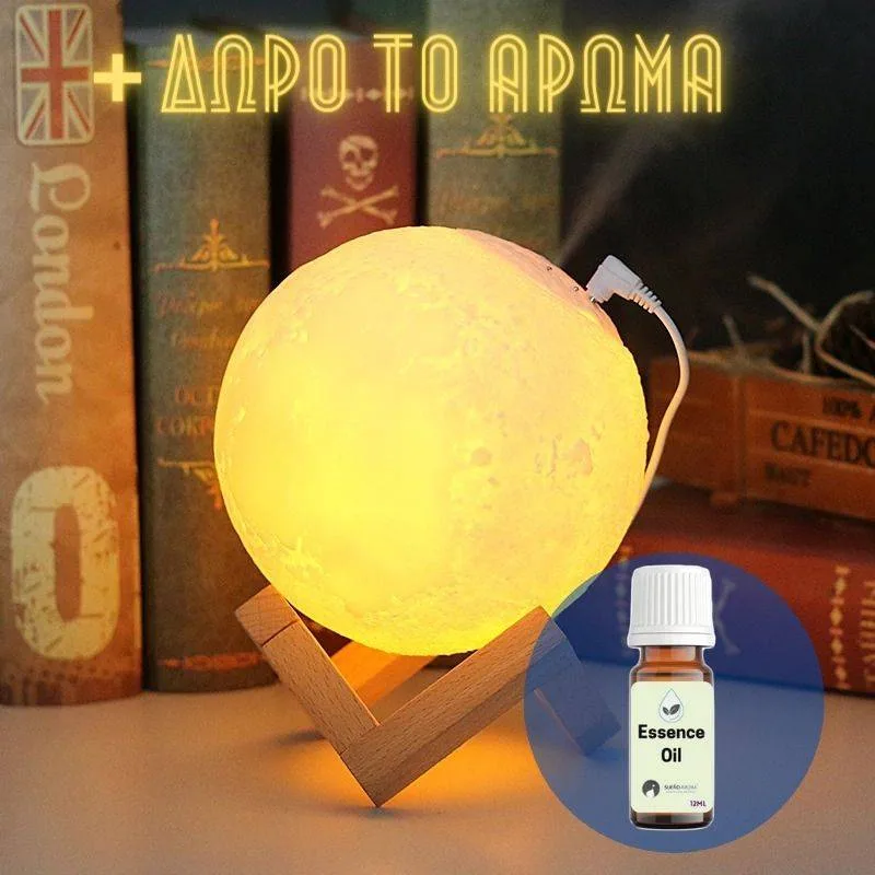 Humidifier 3d Moon Lamp MX-08 Συσκευή για Αρωματοθεραπεία MX-08 (3) Humidifier 3d Moon Lamp MX-08 Συσκευή για Αρωματοθεραπεία 880ml + Δώρο άρωμα 12ml