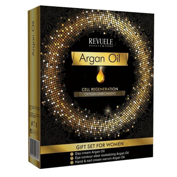 Revuele Argan Oil Gift Set - Face cream 50 ml, Hands & Nails Cream 50 ml & Εye contour elixir 25 ml