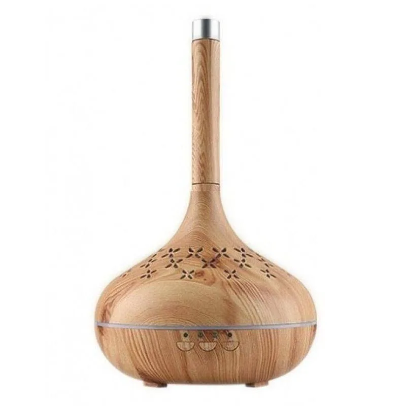 Humidifier Aroma Diffuser Συσκευή για Αρωματοθεραπεία με χρονοδιακόπτη 400ml 038USB Ανοικτό Καφέ + Δώρο άρωμα 12ml
