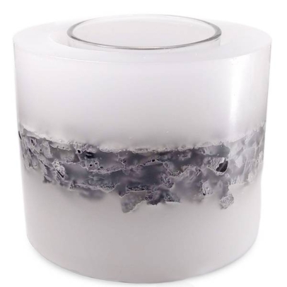 Candle n' Art Φυτικό Αρωματικό Κερί Φοίνικα Κουφωτό Λευκό Διαφανές με Ασημένιες Πέτρες & Άρωμα Πούδρα 900gr