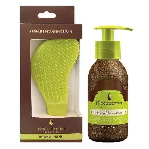 Macadamia Natural Healing Oil Treatment 125ml & No Tangle Brush Green