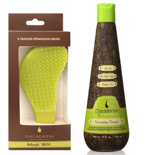 Macadamia Professional Rejuvenating Shampoo 300ml & No Tangle Brush Green