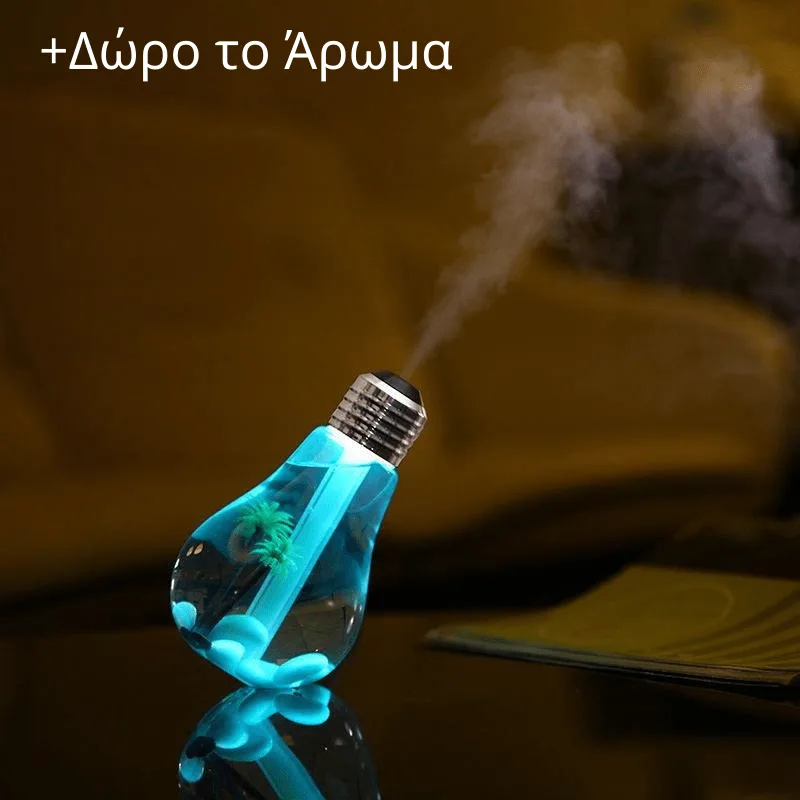 Humidifier BULB Mini Light Lamp Συσκευή για Αρωματοθεραπεία 400ml 7Led Color + Δώρο άρωμα 12ml (3) Τρόποι σύνδεσης: Φορτιστής τηλεφώνου Power Bank Θύρα USB Laptop/PC Θυρά USB Αυτοκινήτου Χαρακτηριστικά: Χωρητικότητα δεξαμενής νερού: 120 ml(διάρκεια για 8 ώρες) Τάση / ρεύμα: 5V / 1A Θόρυβος: λιγότερο από 36 dB Λειτουργία χρονισμού: 6 ώρες Μέγεθος προϊόντος: 18cm Υλικό: PVC+PP+ Silicone + Ηλεκτρονικό μέρος Χρώμα: Λευκό Ισχύς: 4W Η συσκευασία περιλαμβάνει: Υγραντήρας * 1 Καλώδιο φόρτισης USB * 1 Οδηγίες χρήσης στα Ελληνικά & Αγγλικά * 1 + Δώρο άρωμα 12ml