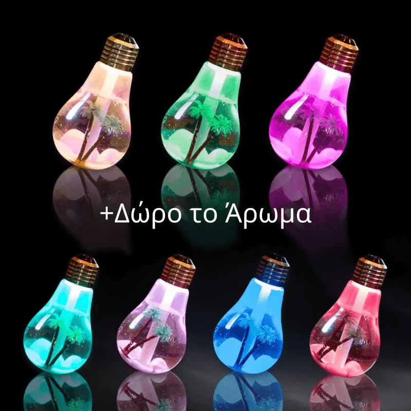 Humidifier BULB Mini Light Lamp Συσκευή για Αρωματοθεραπεία 400ml 7Led Color + Δώρο άρωμα 12ml (4) Τρόποι σύνδεσης: Φορτιστής τηλεφώνου Power Bank Θύρα USB Laptop/PC Θυρά USB Αυτοκινήτου Χαρακτηριστικά: Χωρητικότητα δεξαμενής νερού: 120 ml(διάρκεια για 8 ώρες) Τάση / ρεύμα: 5V / 1A Θόρυβος: λιγότερο από 36 dB Λειτουργία χρονισμού: 6 ώρες Μέγεθος προϊόντος: 18cm Υλικό: PVC+PP+ Silicone + Ηλεκτρονικό μέρος Χρώμα: Λευκό Ισχύς: 4W Η συσκευασία περιλαμβάνει: Υγραντήρας * 1 Καλώδιο φόρτισης USB * 1 Οδηγίες χρήσης στα Ελληνικά & Αγγλικά * 1 + Δώρο άρωμα 12ml