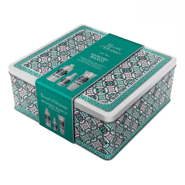 Tesori d’Oriente Moschio Bianco Metal Box Gift Set -EDT 100ml, Bath Cream 500 ml & Shower Cream 250ml (2) Tesori d’Oriente Moschio Bianco Metal Box Gift Set -EDT 100ml, Bath Cream 500 ml & Shower Cream 250ml