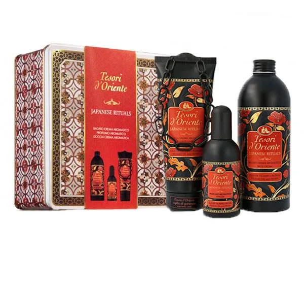 Tesori d’Oriente Japanese Rituals Metal Box Gift Set -EDT 100ml, Bath Cream 500 ml & Shower Cream 250ml