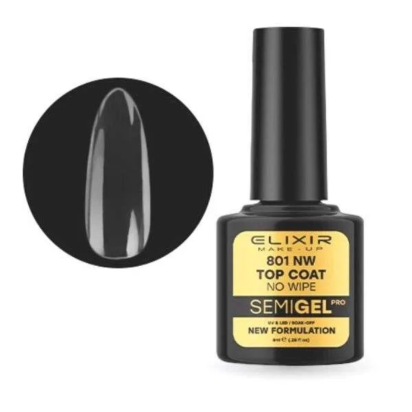 Elixir Professional Semi Gel 801 Top Coat No Wipe για Ημιμόνιμο Βερνίκι Νυχιών 8ml