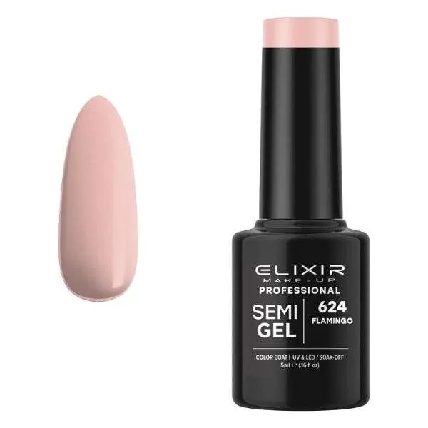 Elixir Professional Semi Gel Ημιμόνιμο Βερνίκι Νυχιών 624 Flamingo Ροζ Ανοιχτό 5ml