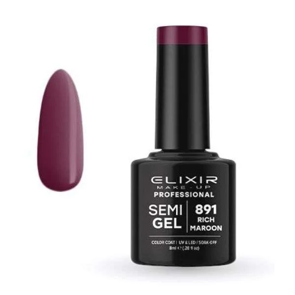 Elixir Professional Semi Gel Ημιμόνιμο Βερνίκι Νυχιών 891 Rich Maroon Μπορντώ Κρασιού 8ml