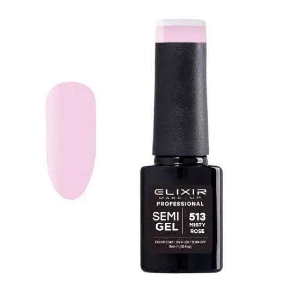 Elixir Professional Semi Gel Ημιμόνιμο Βερνίκι Νυχιών 513 Misty Rose Ροζ Κουφετί 5ml