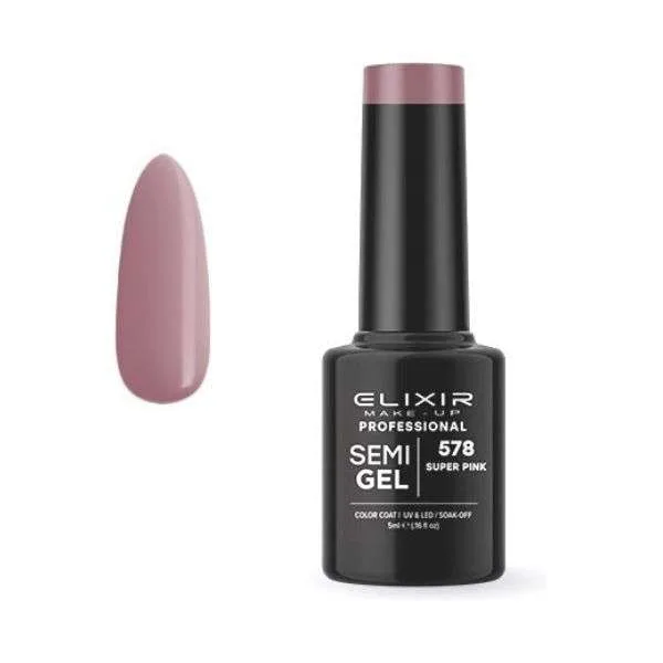 Elixir Professional Semi Gel Ημιμόνιμο Βερνίκι Νυχιών 578 Super Pink Μωβ Ροζ 5ml