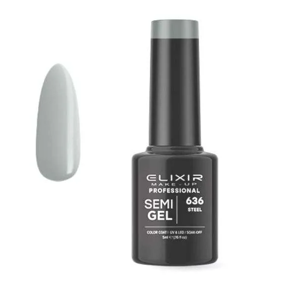 Elixir Professional Semi Gel Ημιμόνιμο Βερνίκι Νυχιών 636 Steel Γκρί 5ml