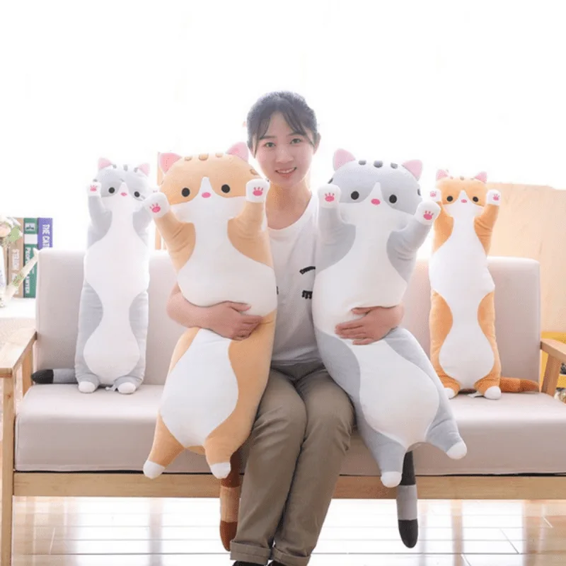 VIP Baby Dolls Stuffed Cat Long Pillow, Λούτρινη Γατούλα Μαξιλάρι 90cm (1) VIP Baby Dolls Stuffed Cat Long Pillow, Λούτρινη Γατούλα Μαξιλάρι Γκρί 90cm