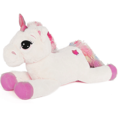 VIP Baby Dolls Stuffed Unicorn Furry Pillow, Λούτρινος Γούνινος Μονόκερος Μαξιλάρι Λευκός 90cm