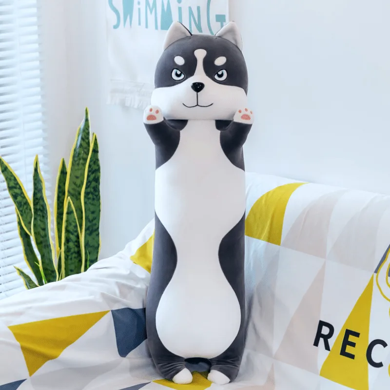 VIP Baby Dolls Stuffed Husky Long Pillow, Λούτρινο Χάσκι Μαξιλάρι Γκρι 90cm VIP Baby Dolls Stuffed Husky Long Pillow, Λούτρινο Χάσκι Μαξιλάρι Γκρι 90cm