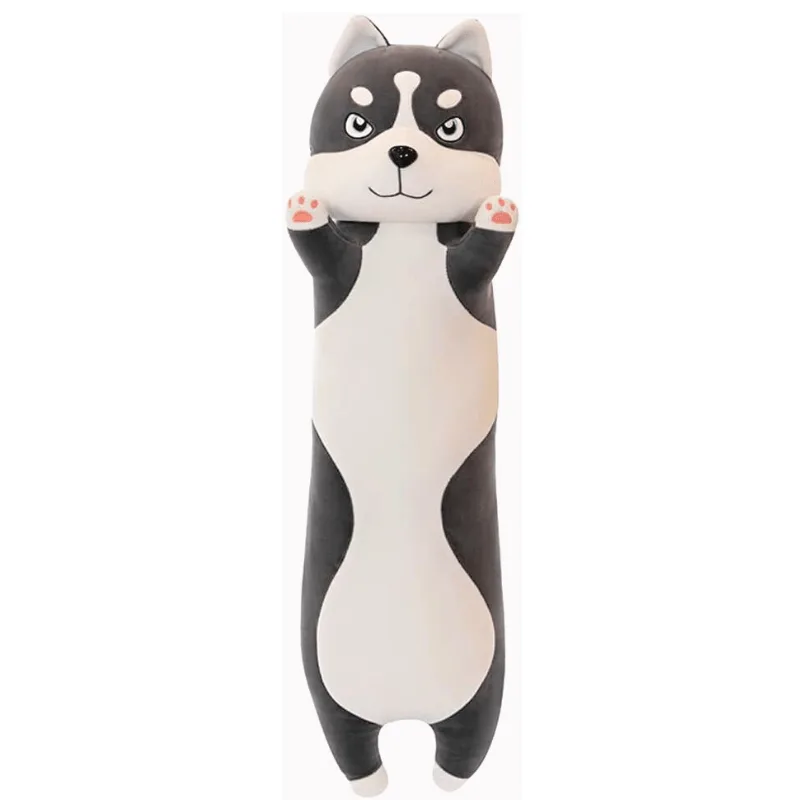 VIP Baby Dolls Stuffed Husky Long Pillow, Λούτρινο Χάσκι Μαξιλάρι Γκρι 90cm