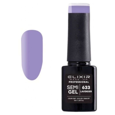 Elixir Professional Semi Gel Ημιμόνιμο Βερνίκι Νυχιών 633 Lavender Μωβ Λεβάντας 5ml