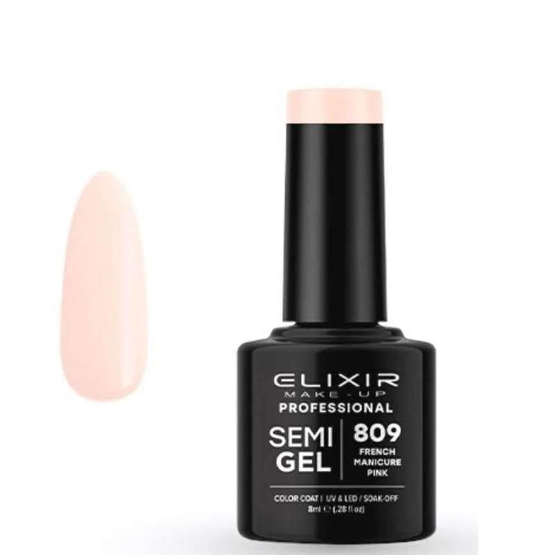 Elixir Professional Semi Gel Ημιμόνιμο Βερνίκι Νυχιών 809 French Manicure Pink Ροζ Γαλλικού Μανικιούρ 8ml