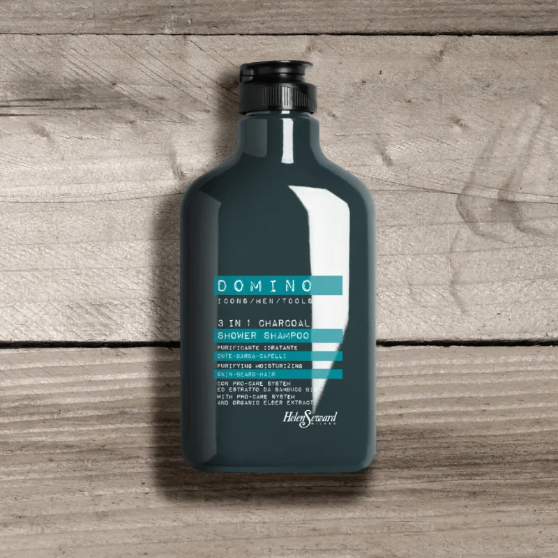 Helen Seward Domino 3 in 1 Charcoal Shower & Shampoo 250ml - Μαλλιά, Γένια & Σώμα