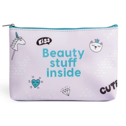 IDC Institute Cosmetic Bag Beauty Stuff Inside Νεσεσέρ Καλλυντικών Λευκό 22 x 15 cm