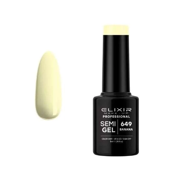 Elixir Professional Semi Gel Ημιμόνιμο Βερνίκι Νυχιών 649 Banana Κίτρινο Λευκό 5ml
