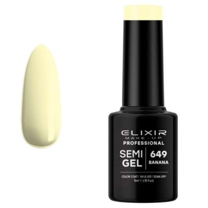 Elixir Professional Semi Gel Ημιμόνιμο Βερνίκι Νυχιών 649 Banana Κίτρινο Λευκό 5ml
