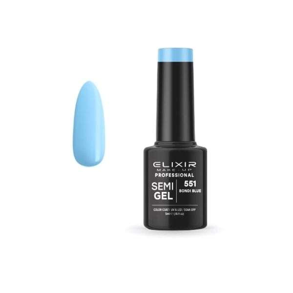 Elixir Professional Semi Gel Ημιμόνιμο Βερνίκι Νυχιών 551 Bondi Blue Καθαρό Γαλάζιο 5ml