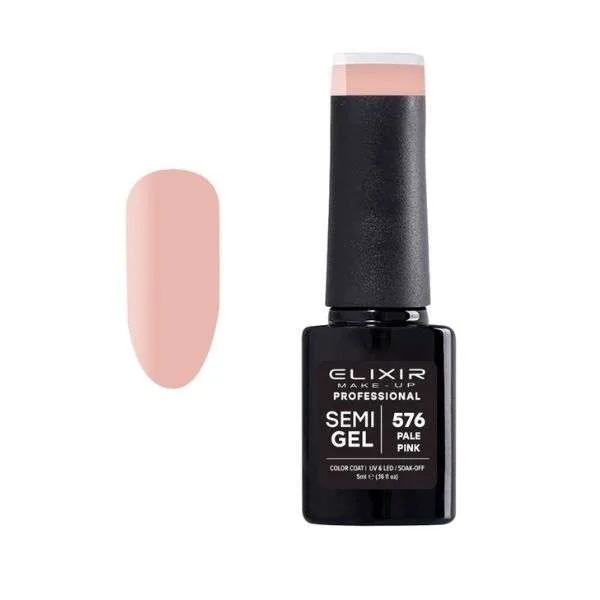 Elixir Professional Semi Gel Ημιμόνιμο Βερνίκι Νυχιών 576 Pale Pink Απαλό Ροζ 5ml