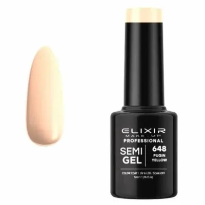 Elixir Professional Semi Gel Ημιμόνιμο Βερνίκι Νυχιών 648 Pugin Yellow Μπεζ Κίτρινο Nude 5ml
