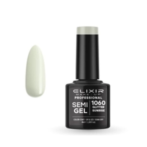 Elixir Professional Semi Gel Ημιμόνιμο Βερνίκι Νυχιών 1060 Glitter Sunrise Γκρι Απαλό που Πρασινίζει 8ml