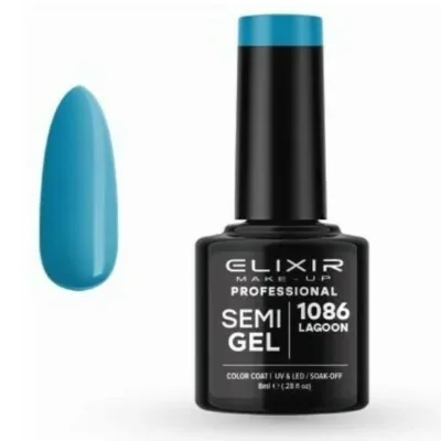 Elixir Professional Semi Gel Ημιμόνιμο Βερνίκι Νυχιών 1086 Lagoon Γαλάζιο Ραφ 8ml
