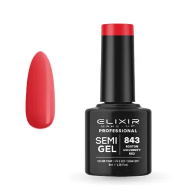Elixir Professional Semi Gel Ημιμόνιμο Βερνίκι Νυχιών 843 Boston University Red Κόκκινο Ανοιχτό 8ml
